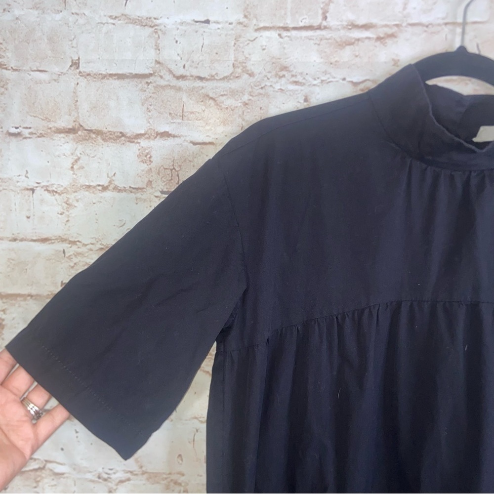 Everlane The Tiered Mock Neck Dress in Black Size Small - Picture 5 of 10